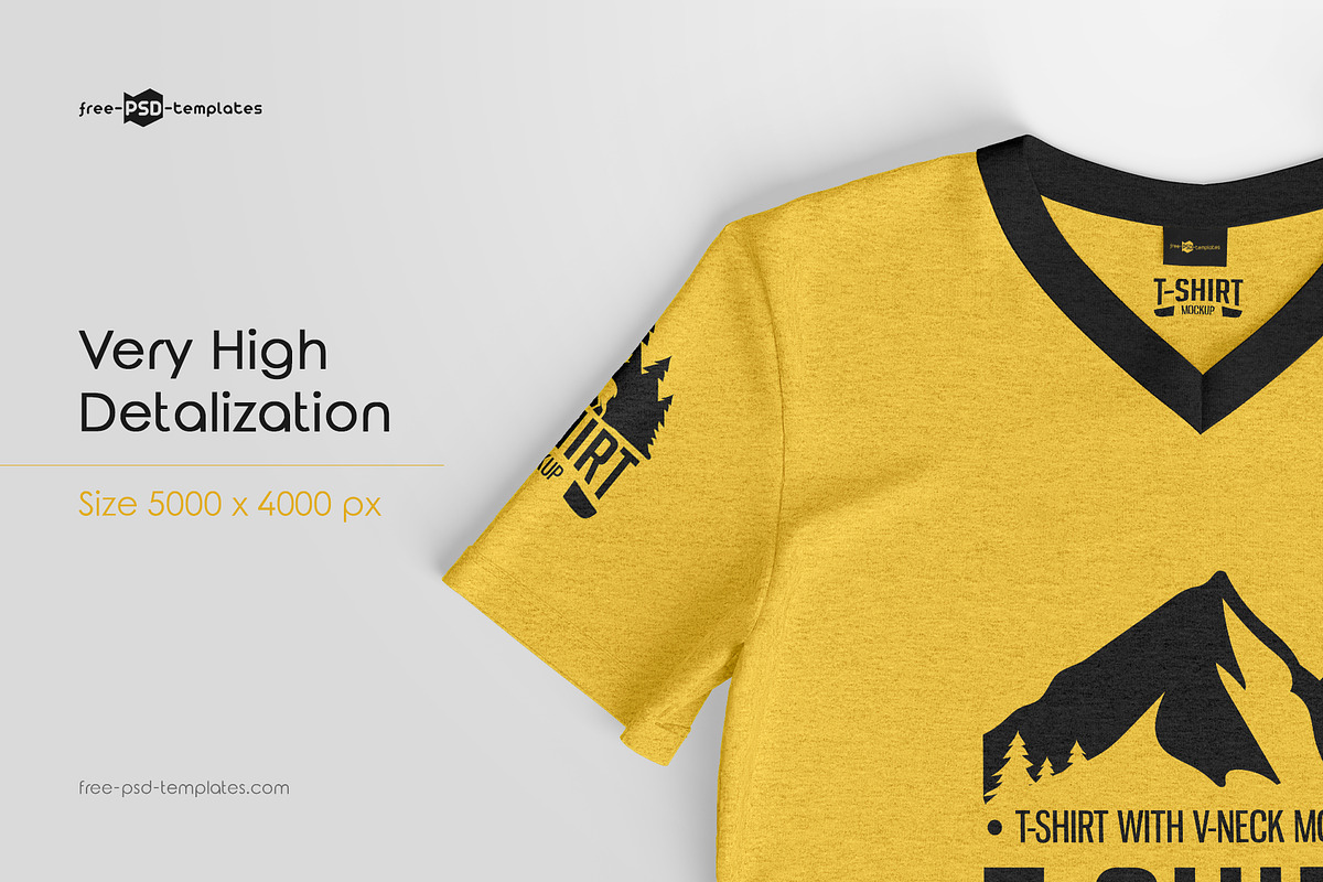 T-Shirts with V-Neck MockUp Set, a Shirt Mockup by Free-PSD-Templates (Photo 2 of 4)