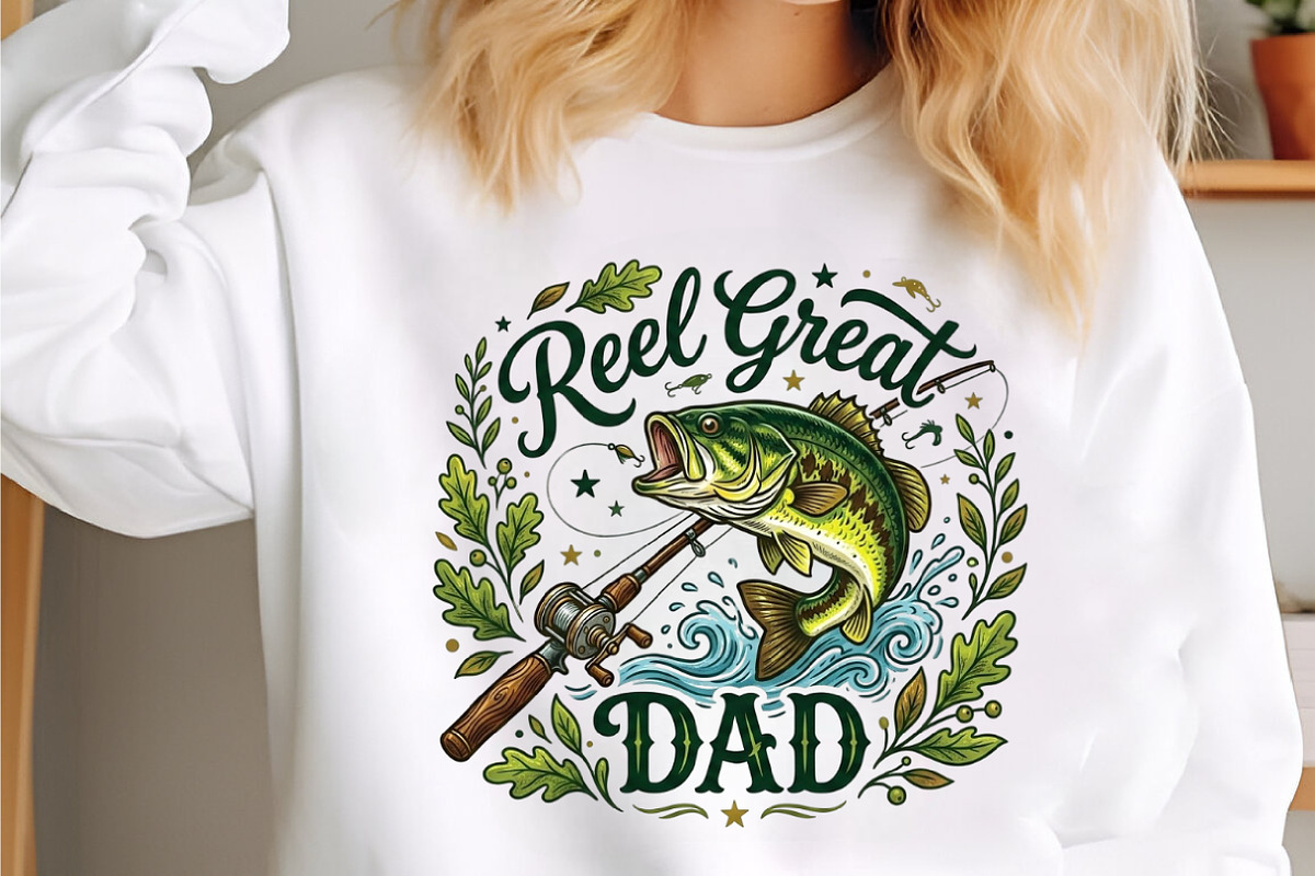 Retro Reel Great Dad Png Fishing Dad, a Seasonal Illustration by designcity5 (Photo 2 of 4)