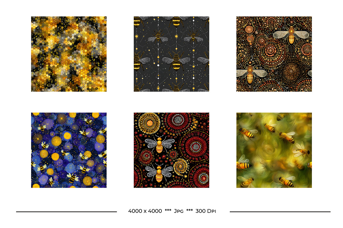 Bee Patterns in Retro Art Styles, a Pattern Graphic by karenfoleyphoto (Photo 7 of 13)