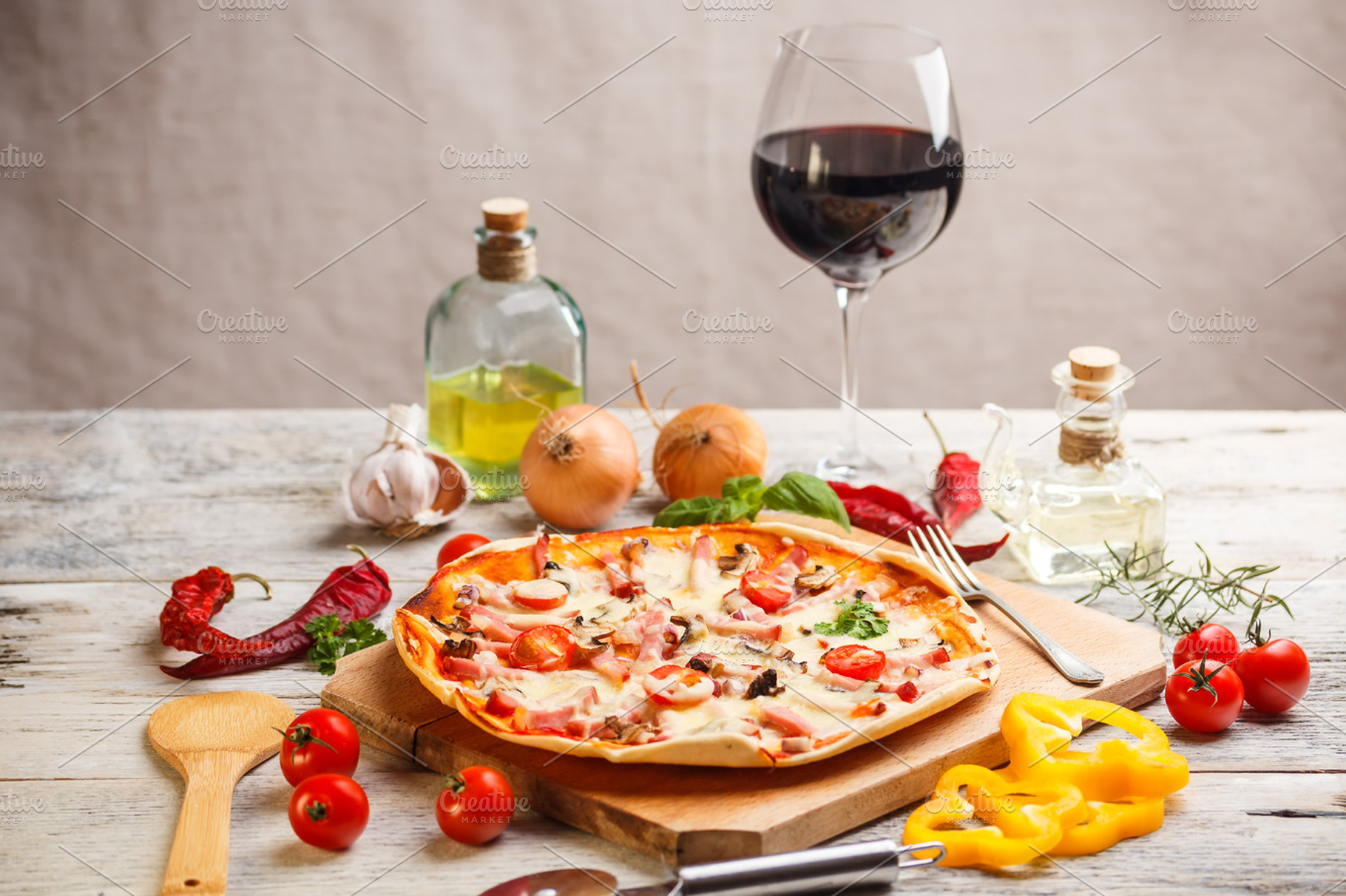 Fresh Homemade Pizza Stock Photo Containing Pizza And Food