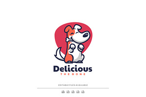 Eating Dog Mascot Cartoon Logo