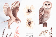 Watercolor Owl Collection, a Texture Illustration by YuliyaArtGarden (Thumbnail 2 of 10)