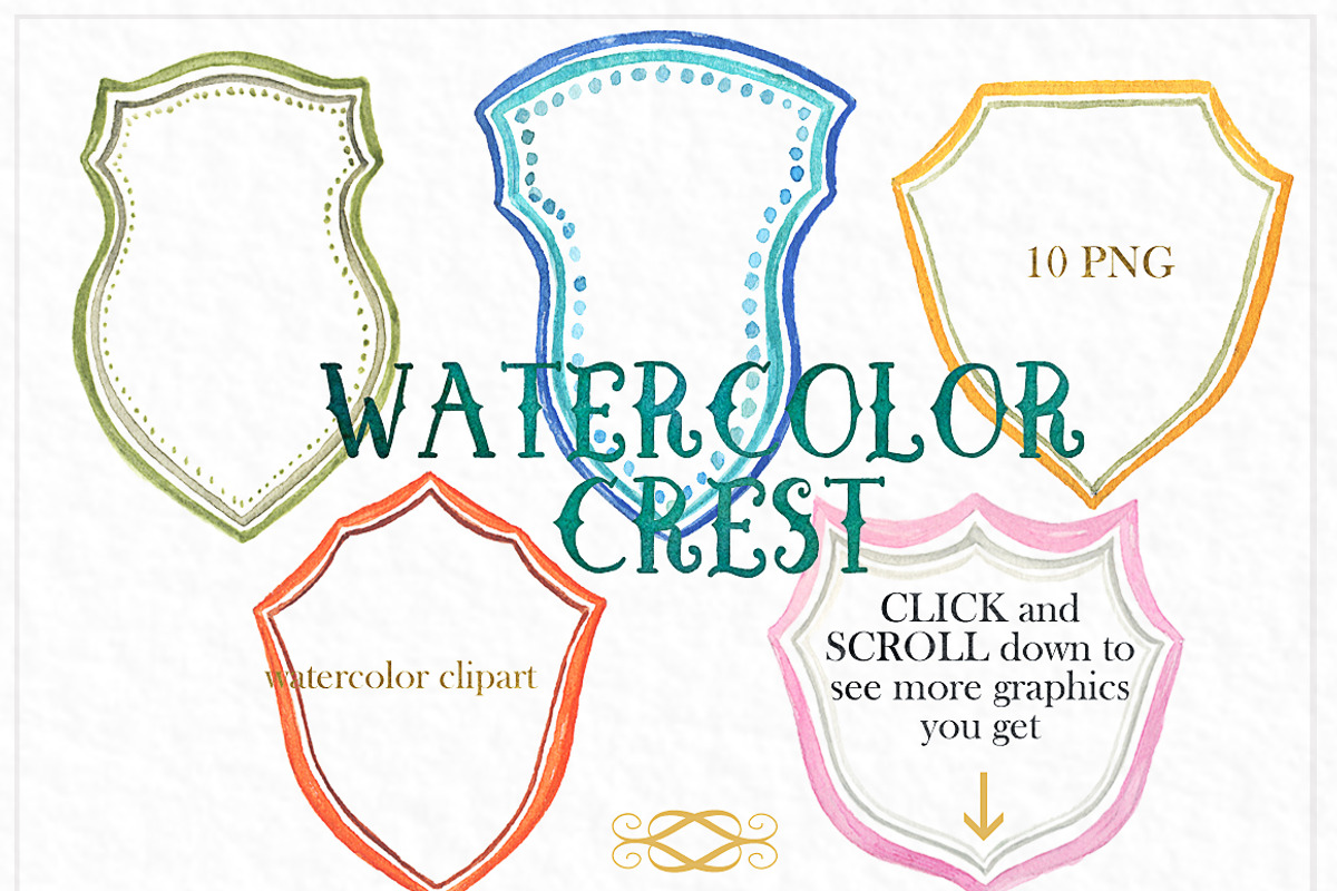 Watercolor crest clipart, an Illustration by LABFcreations (Photo 1 of 2)
