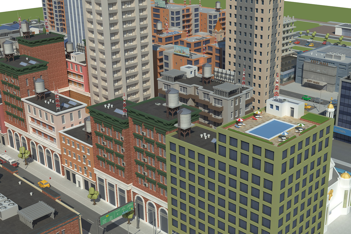 Realistic Lowpoly Simple City VR/AR, an Environmental 3D Model by NOMODOL (Photo 8 of 59)