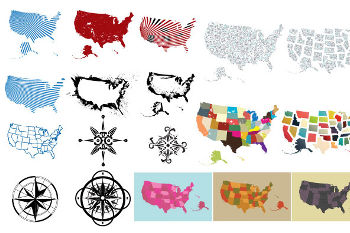 Maps of the USA Vector Pack, an Illustration by Go Media's Arsenal