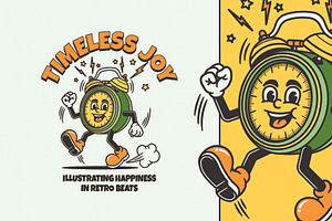 Alarm Clock Cartoon Character, an Illustration by Decoconio Design