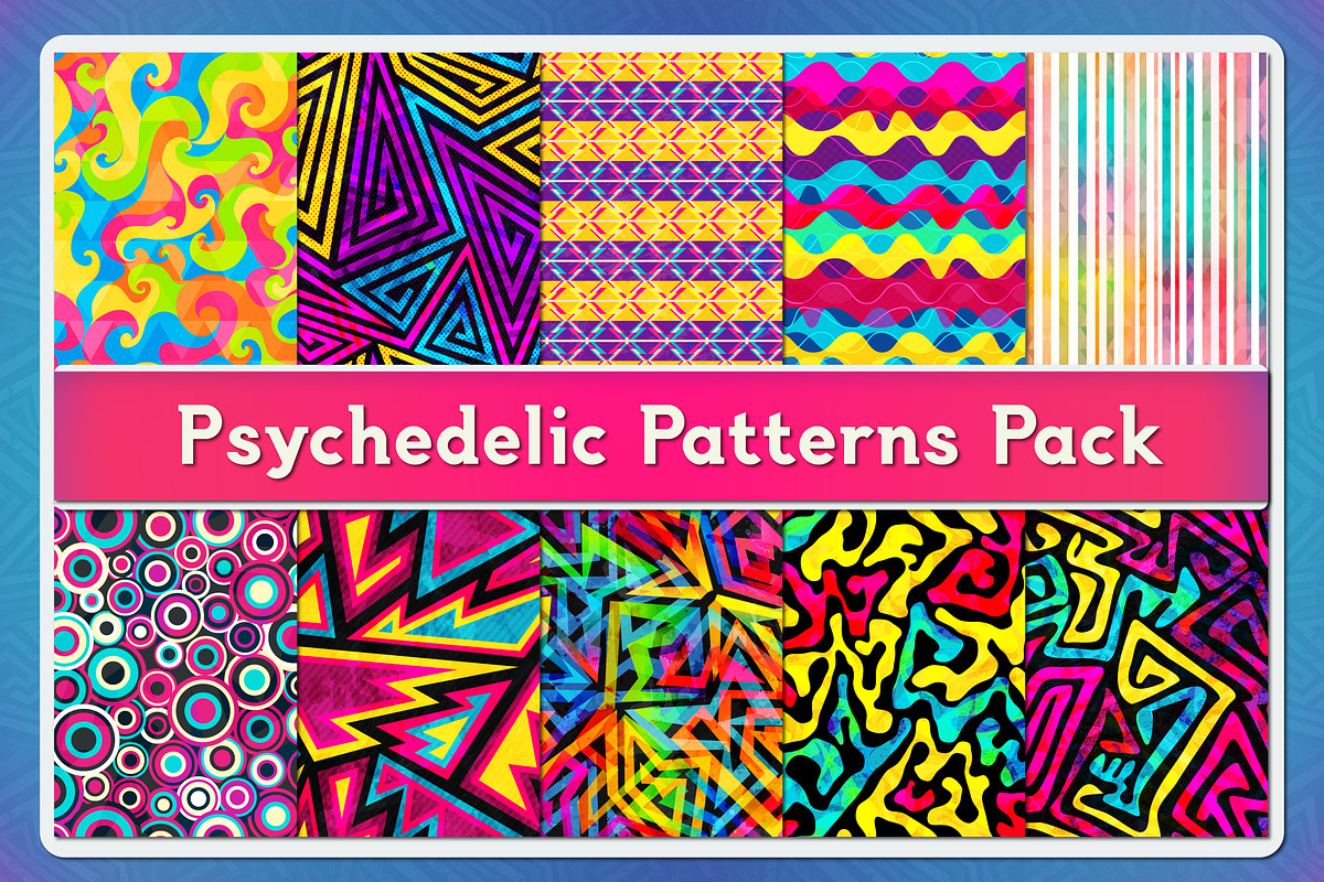 Psychedelic Patterns Pack, a Pattern Graphic by Gudiny (Photo 1 of 11)