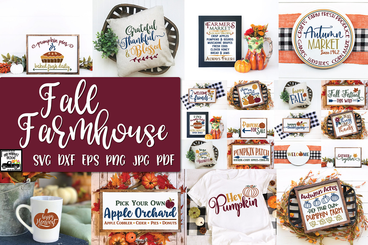 Farmhouse Fall SVG Bundle, an Illustration by OldMarket Designs