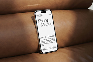 iPhone on Brown Chair Mockup PSD, an iPhone Mockup by Feel This