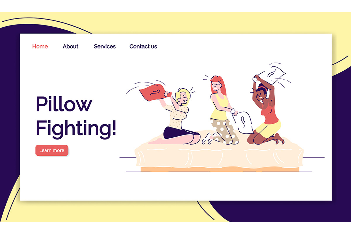Pillow fighting landing page, a Landing Page Template by IMG Visuals