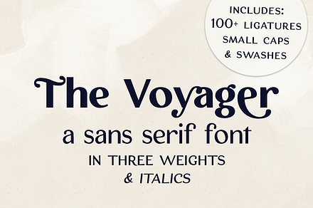 The Voyager ligature font, a Sans Serif Font by Ana's Fonts