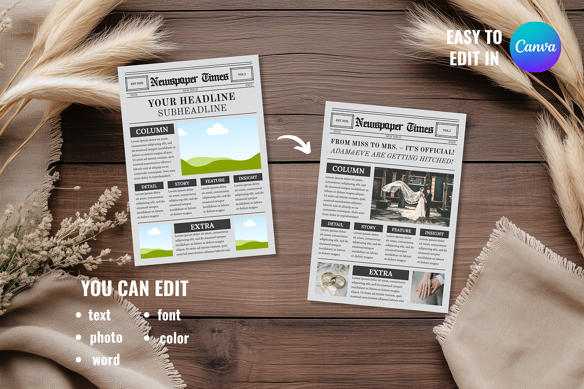 Vintage Newspaper Template, a Magazine Template by ZoloDesignHub (Photo 4 of 8)