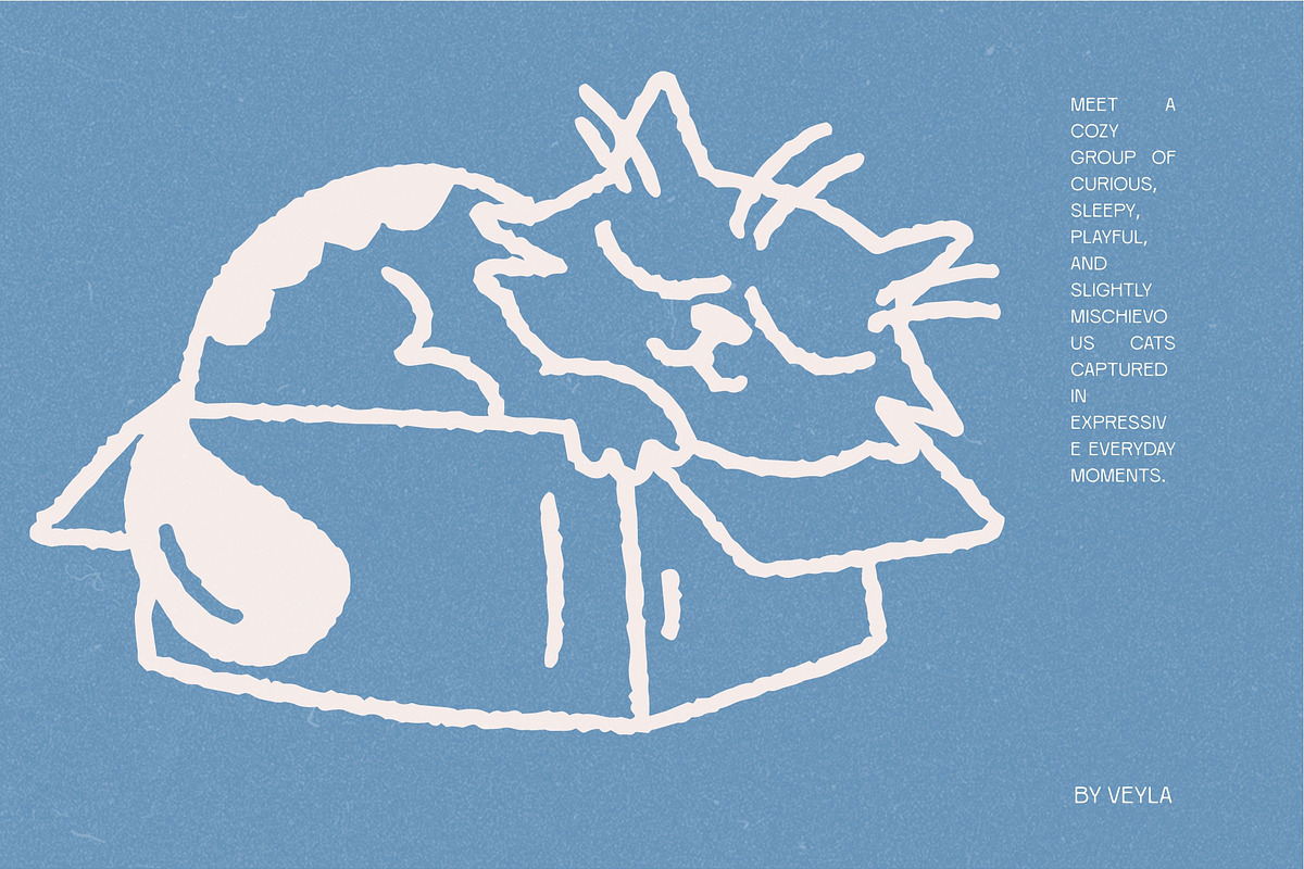 Cat Days: 100 Textured Kitties Pack, an Animal Illustration by Veyla (Photo 11 of 14)