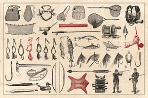 150 Vintage Hunting/Fishing Vectors