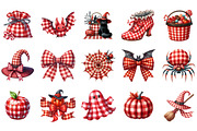 Watercolor Red Gingham Halloween, an Illustration by Designking (Thumbnail 2 of 5)