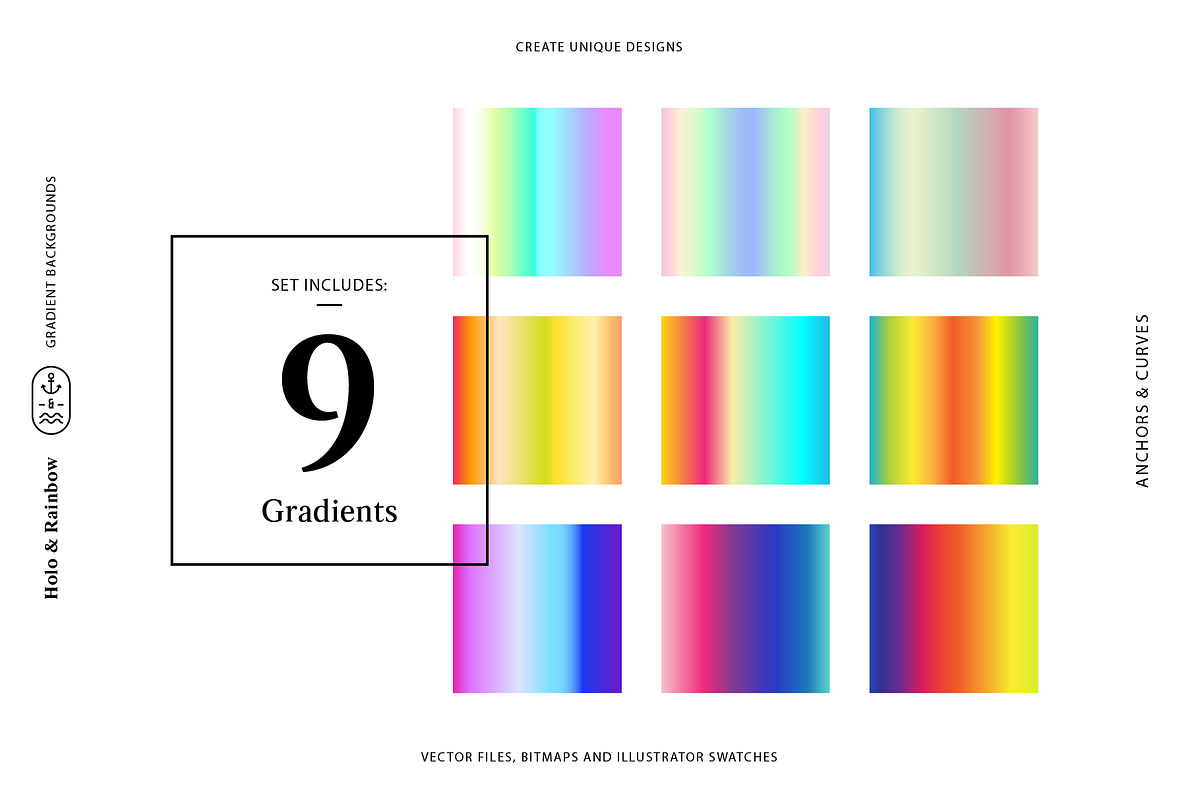 Holo&Rainbow Gradient Background Set, a Texture Graphic by Anchors_and_Curves (Photo 7 of 8)