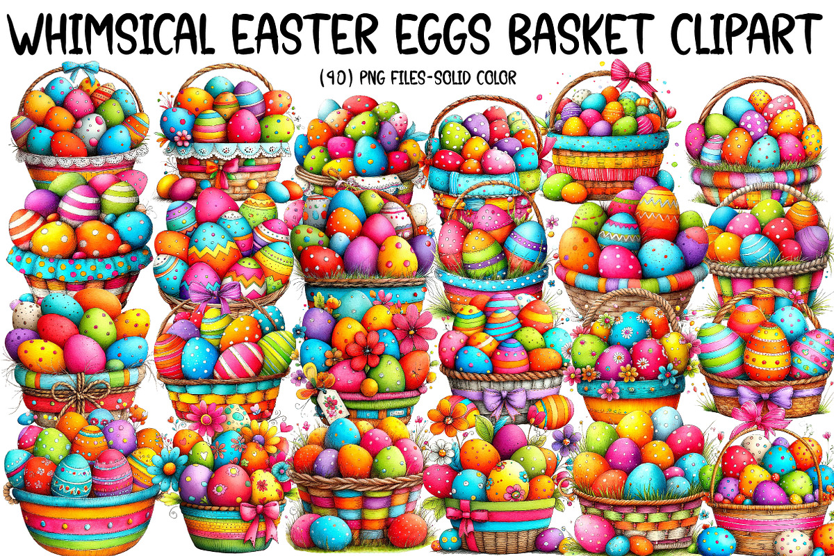 Whimsical Easter Eggs Basket Clipart, an Illustration by Designworld (Photo 1 of 5)