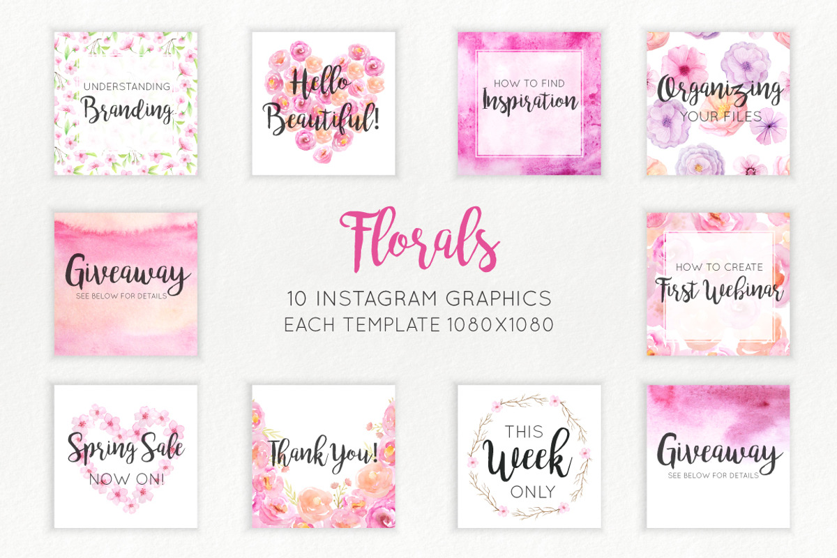 Florals Social Media Graphics, a Templates & Theme by LarysaZabrotskaya (Photo 2 of 7)
