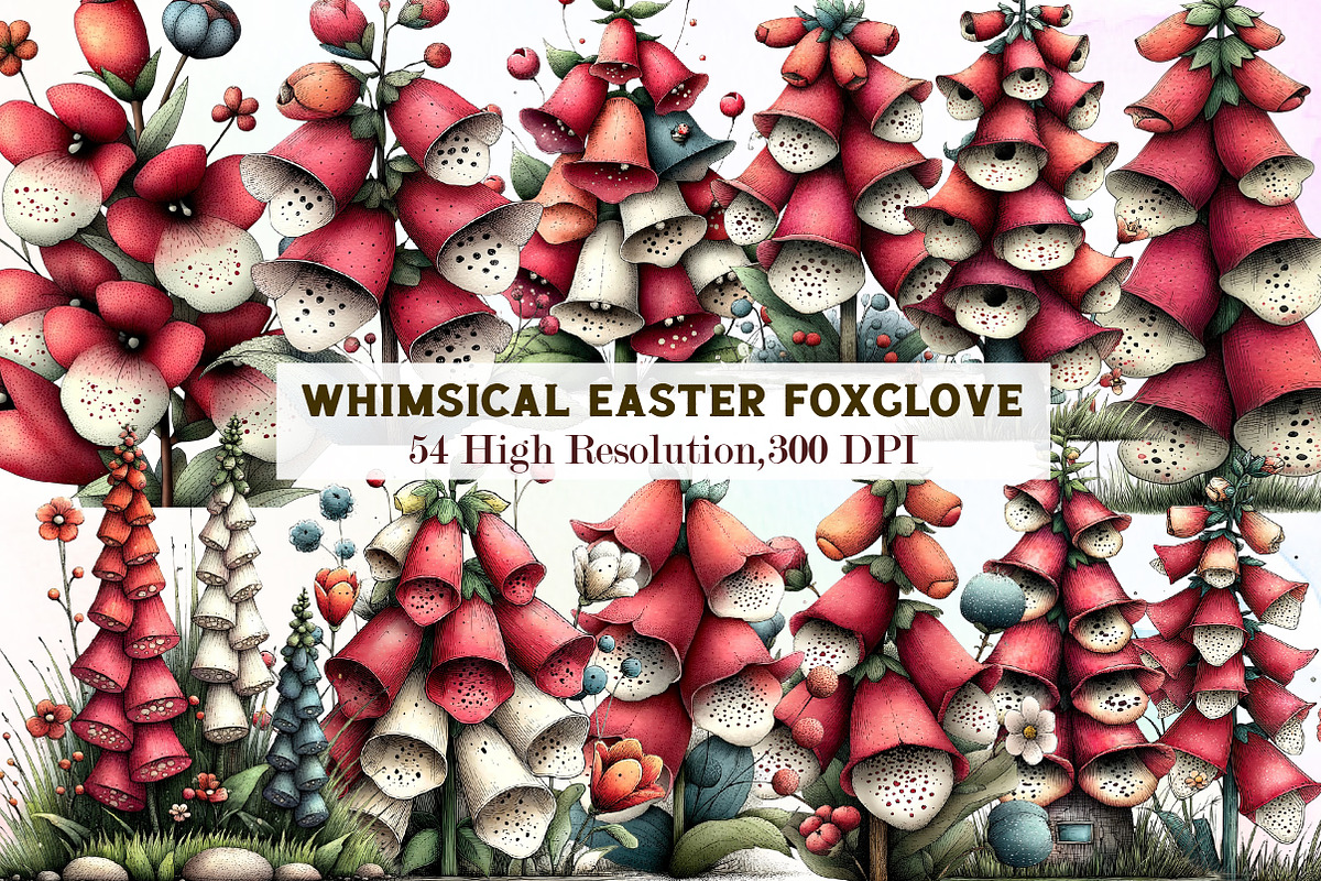 Whimsical Easter Foxglove Clipart, an Illustration by Sublimation Artist (Photo 1 of 7)