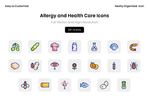 Allergy and Health Care Icons, a Solid Icon by Wencory