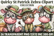 Quirky St Patrick Zebra Clipart, an Animal Illustration by RobertsArt (Thumbnail 1 of 6)