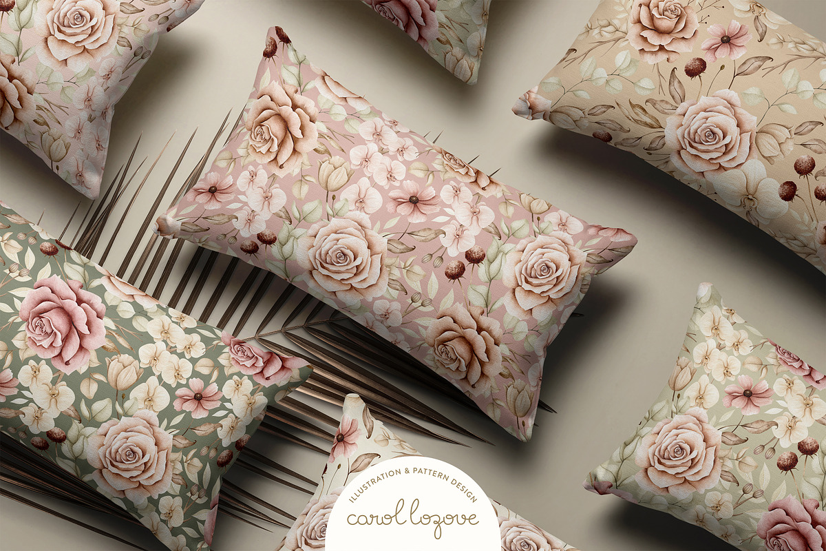 Watercolor Boho Fall Dusty Rose Set, a Decorative Illustration by Carol Lozove (Photo 55 of 74)