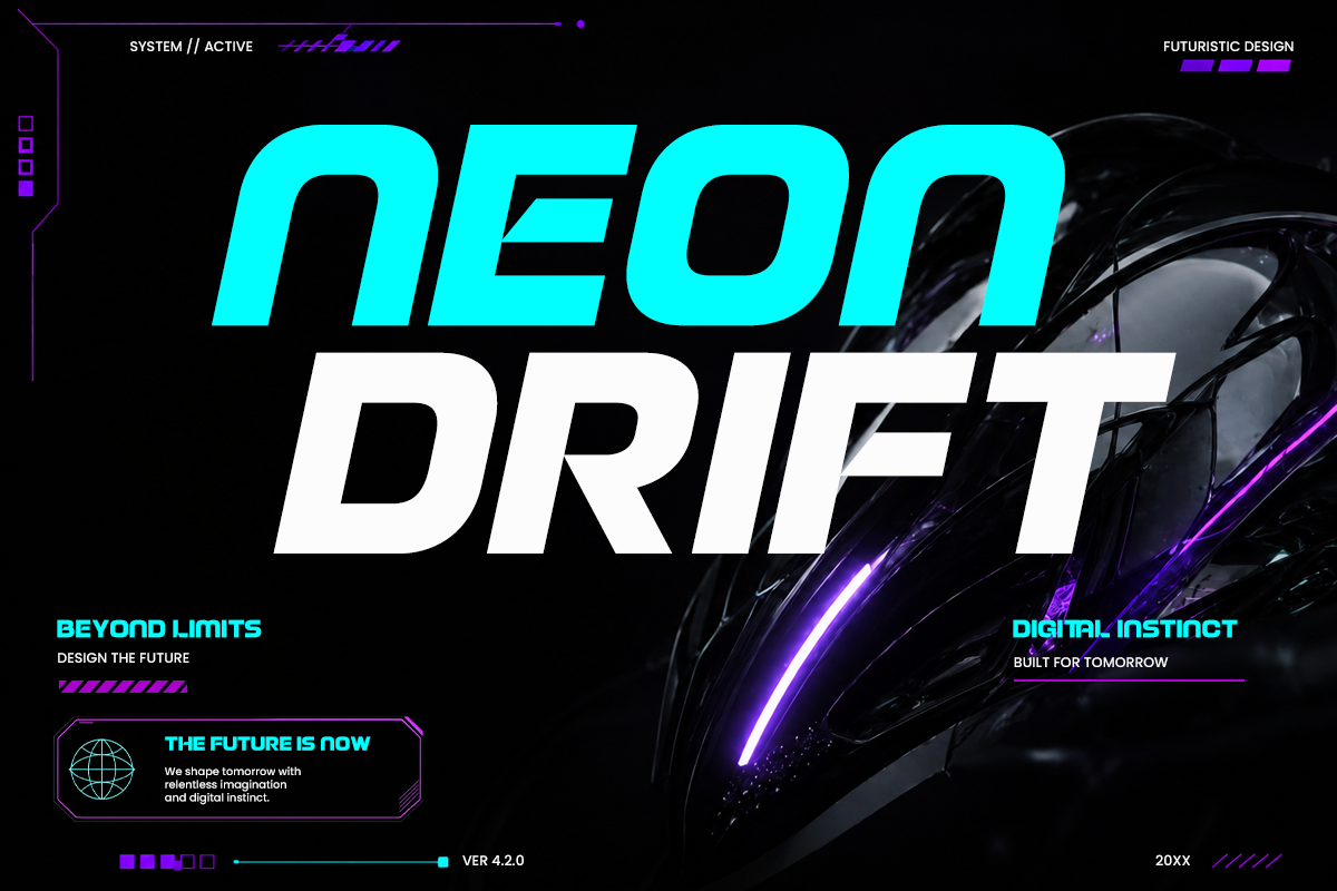 Graind - Futuristic Extended Font, a Sans Serif Font by RagamKata (Photo 2 of 10)
