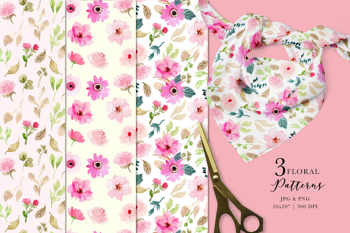 Pink Delight - Watercolor Clipart, a Decorative Illustration by wulano (Photo 5 of 7)