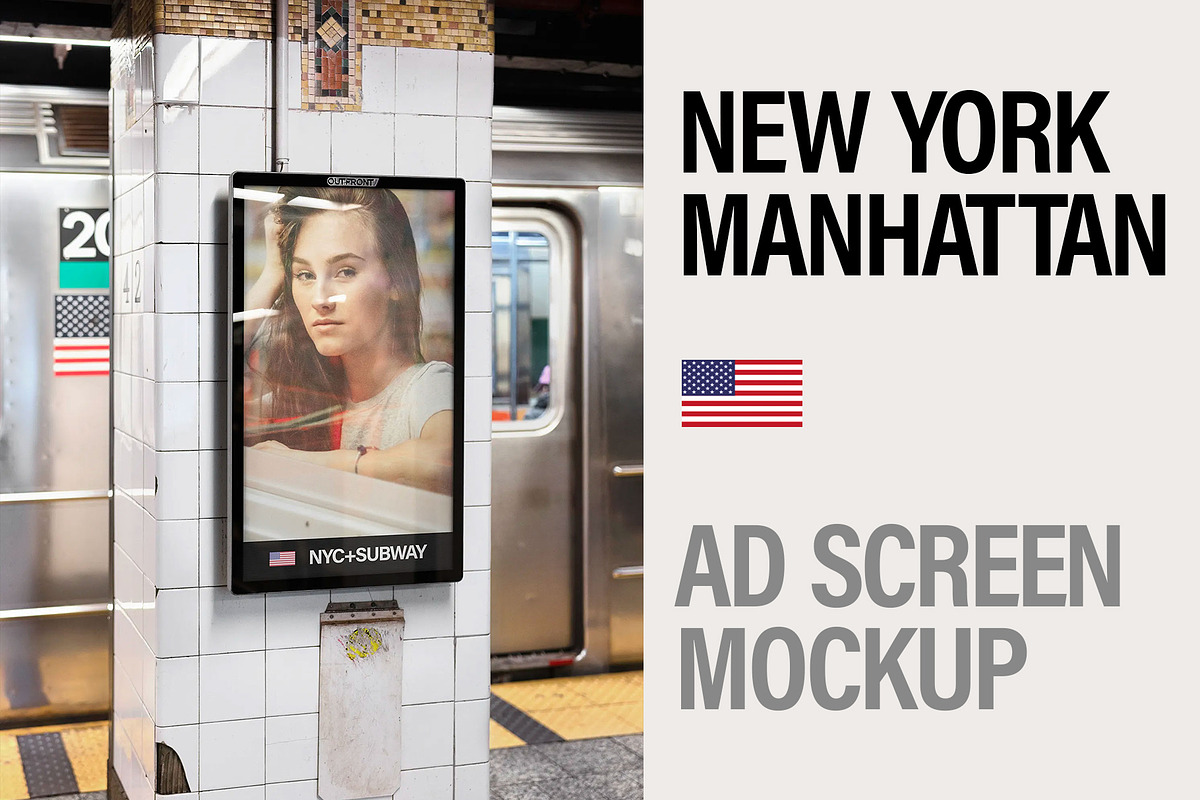 Screen Mockup in New York Subway, an Advertising Mockup by Brandacle Mockups (Photo 8 of 8)