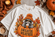 Fall Raccoon 8 PNG Bundle, a Decorative Illustration by ElDesignState (Thumbnail 8 of 9)