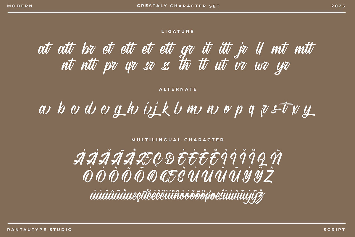 Crestaly Modern Script Font, a Script Font by RantautypeStudio (Photo 17 of 17)
