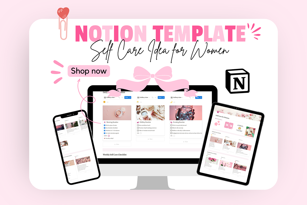 Notion Self Care Ideas for Women, a Templates & Theme by bellaROSEworkshop (Photo 10 of 11)