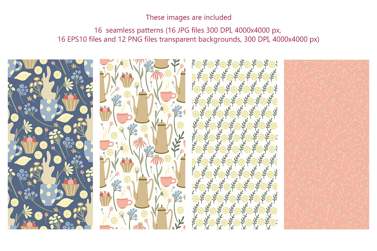 Herbal tea clipart and patterns, a Pattern Graphic by Anna Druzhkova (Photo 8 of 15)