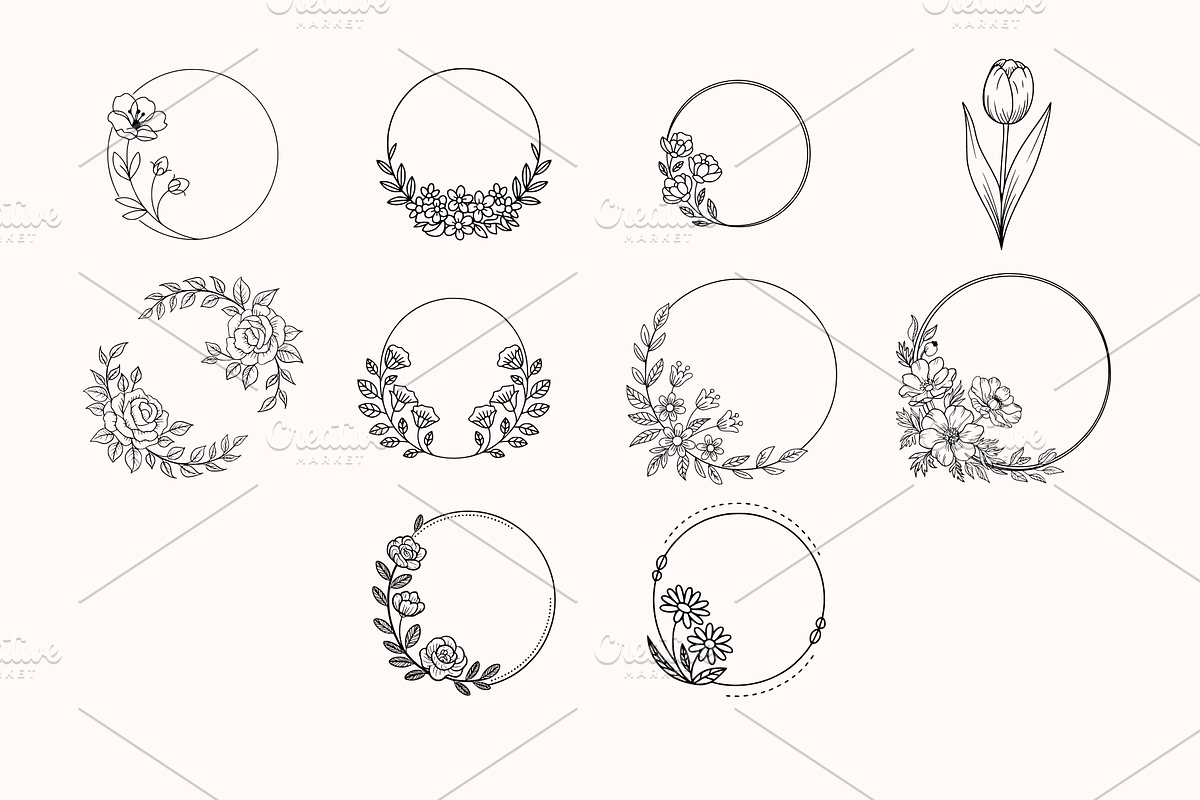 40 Wreath Hand Drawn Bundle Svg, a Decorative Illustration by BoudaTemplate (Photo 3 of 3)