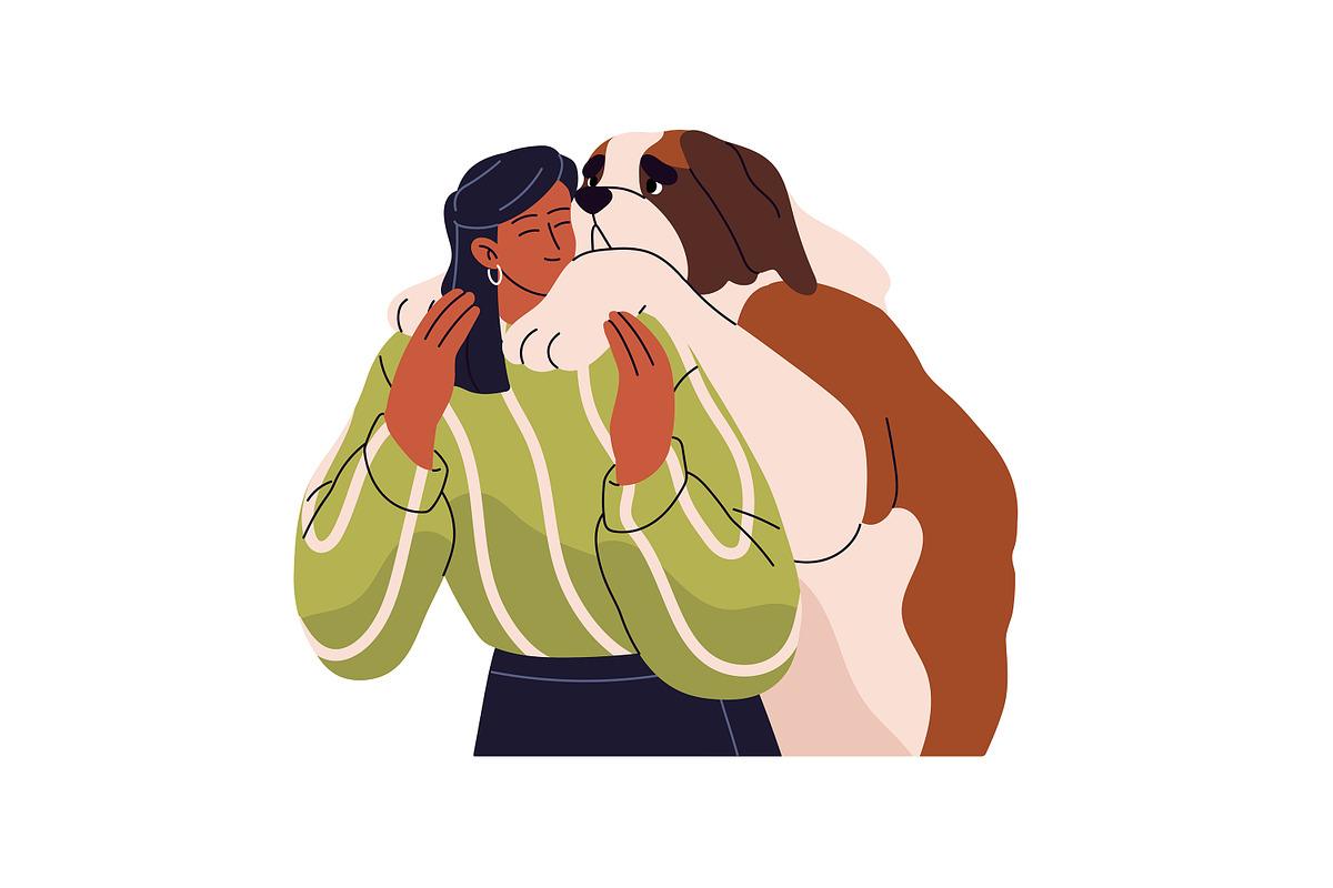 Happy people hugging cute dogs set, an Animal Illustration by PaperTrident (Photo 11 of 11)