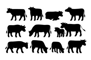 Silhouette cow vector set. Minimal, an Animal Illustration by GraphiShop