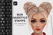 Procreate bun hairstyle brushes, a Brush Add-On by sundrameda (Thumbnail 1 of 5)