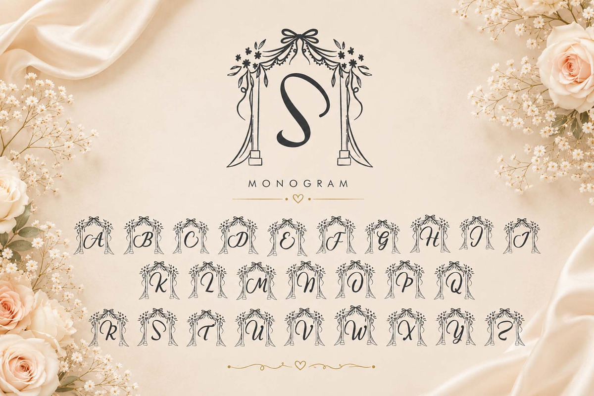 Syailine Sweet Monogram, a Handwritten Font by Yoga Letter (Photo 4 of 6)