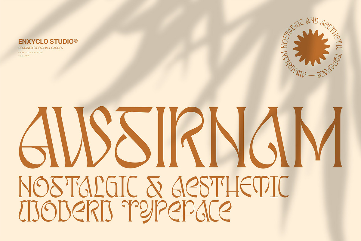 Awsirnam - Aesthetic Serif Font, a Serif Font by Enxyclo Studio (Photo 1 of 29)