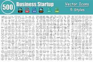Business Startup Vector Icons Set, an Outline Icon by Vector Portal