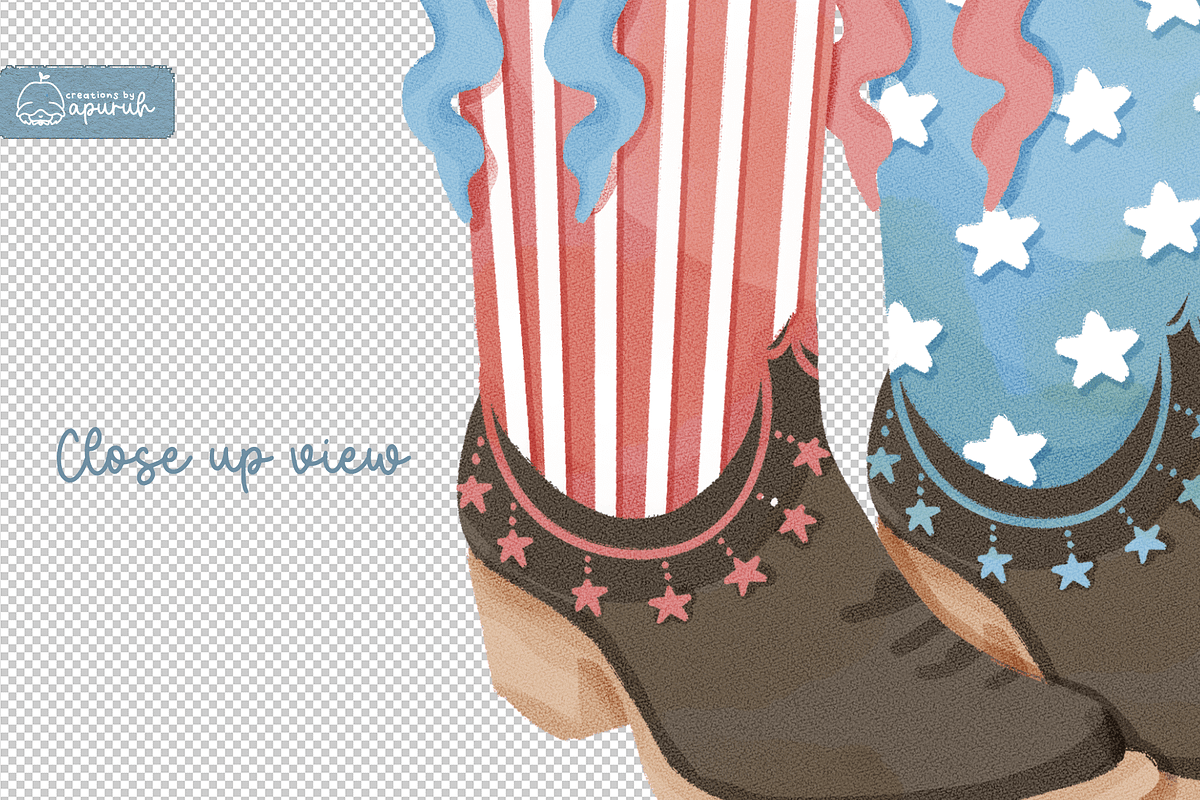 Coquette Cowgirl Boots 4th of July, a Decorative Illustration by creationsbyapuruh (Photo 3 of 7)