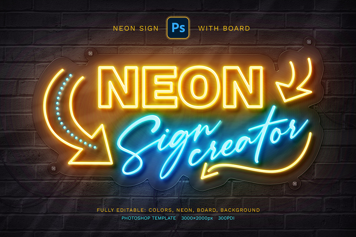 Neon Sign Board, an Action Add-On by Andrew Skoch Design (Photo 1 of 8)