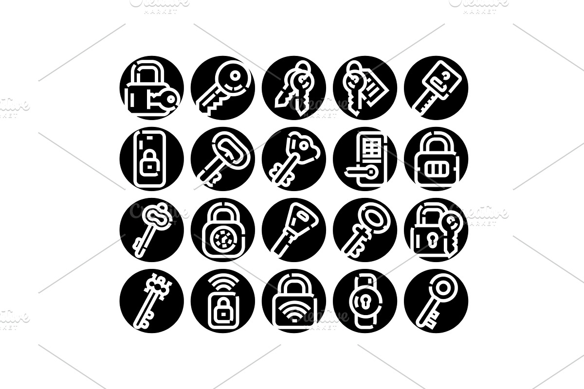 Security access keys and lock icons, a Technology Illustration by pikepicture