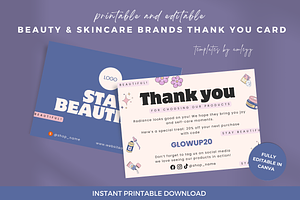 Elegant Beauty & Skincare Thank You, a Card Template by Elegant_Studio44