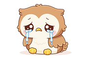 Cute Sad Owl Crying with Tears, an Animal Illustration by Artpon Illustration (Thumbnail 2 of 3)