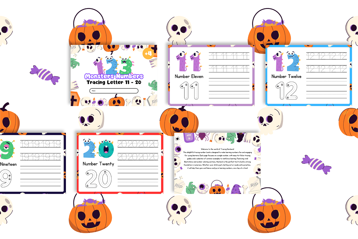 Ebook - Monsters Tracing Numbers, a Stationery Template by Glücklich Studio (Photo 4 of 4)