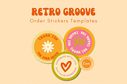 Retro Groove Packaging Stickers, a Stationery Template by Hell Yeah Designs (Thumbnail 1 of 4)