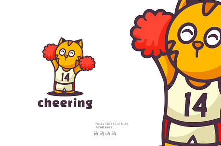 Cheerleader Cat Cartoon Logo, a Branding & Logo Template by ivan_artnivora
