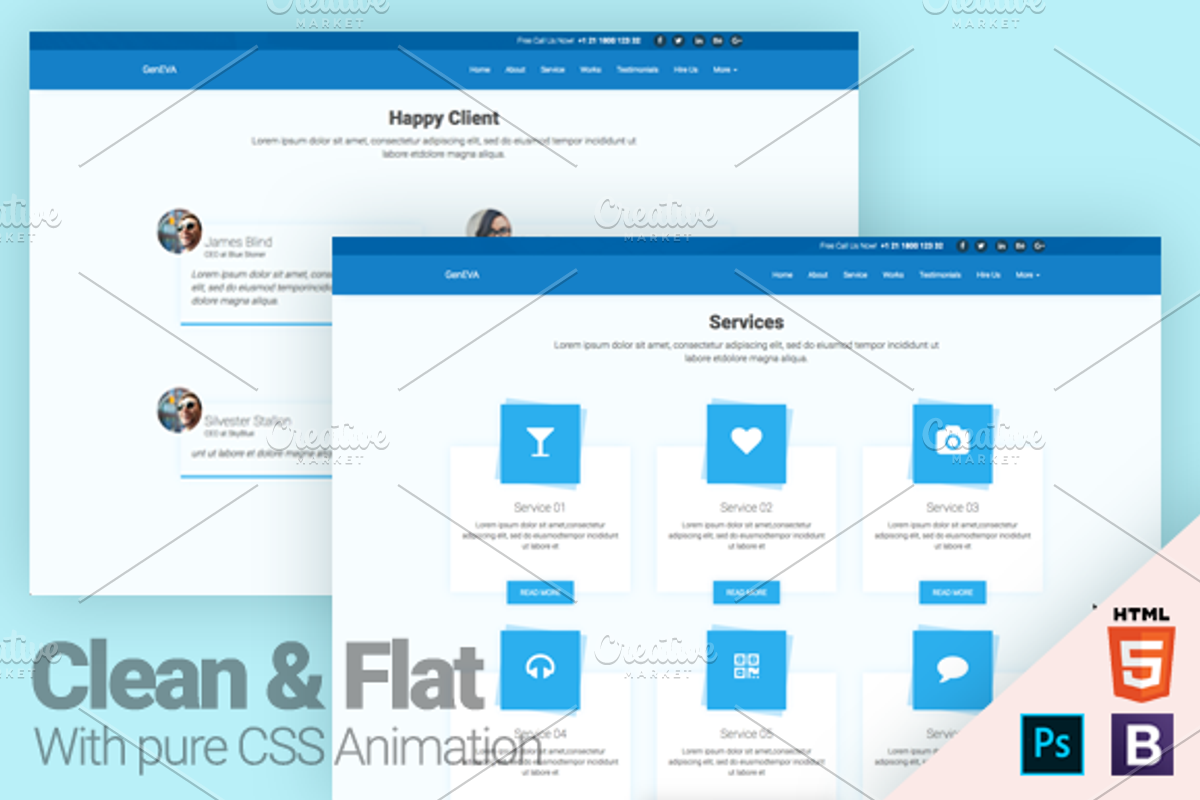 GenEVA HTML + PSD Template, a HTML Template by Brainstorm Lab (Photo 2 of 5)