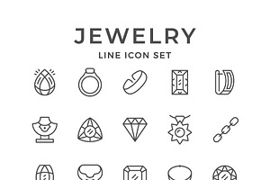 Set Line Icons Of Jewelry